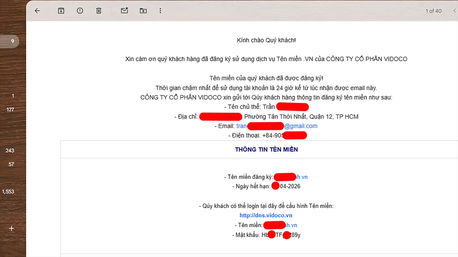 Email thong tin so huu ten mien